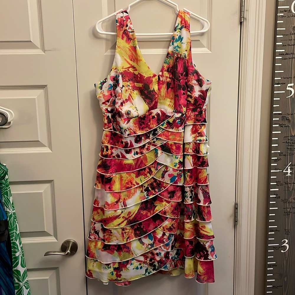 Ladies multi color knee length dress size 18 Ricki’s